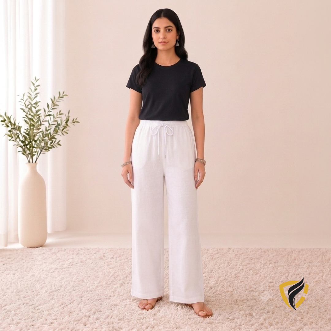 Ladies Denim Baggy Jeans Trouser White (Fit For S, M, L, XL)