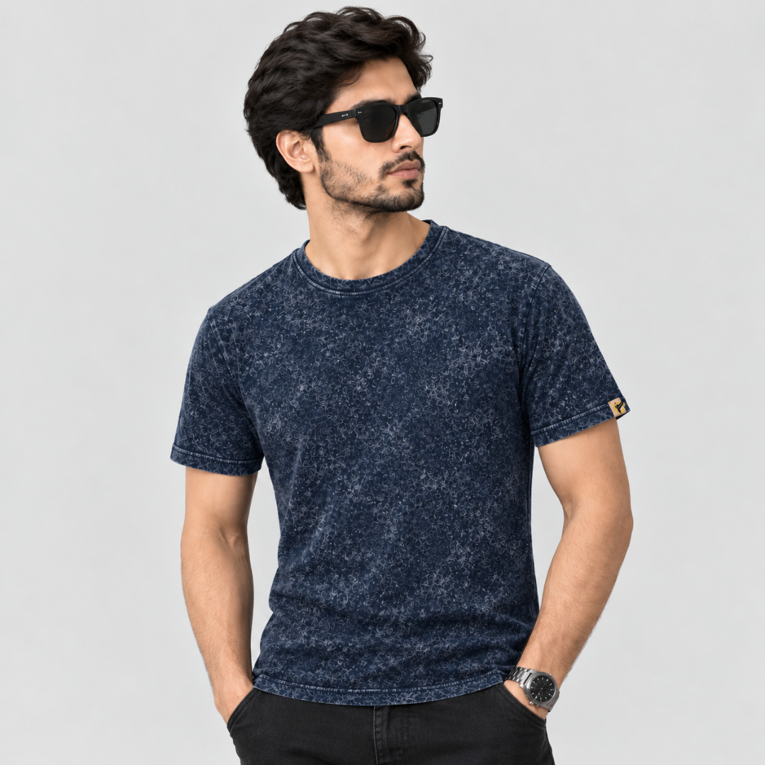 Acid Stone Wash Navy Tee