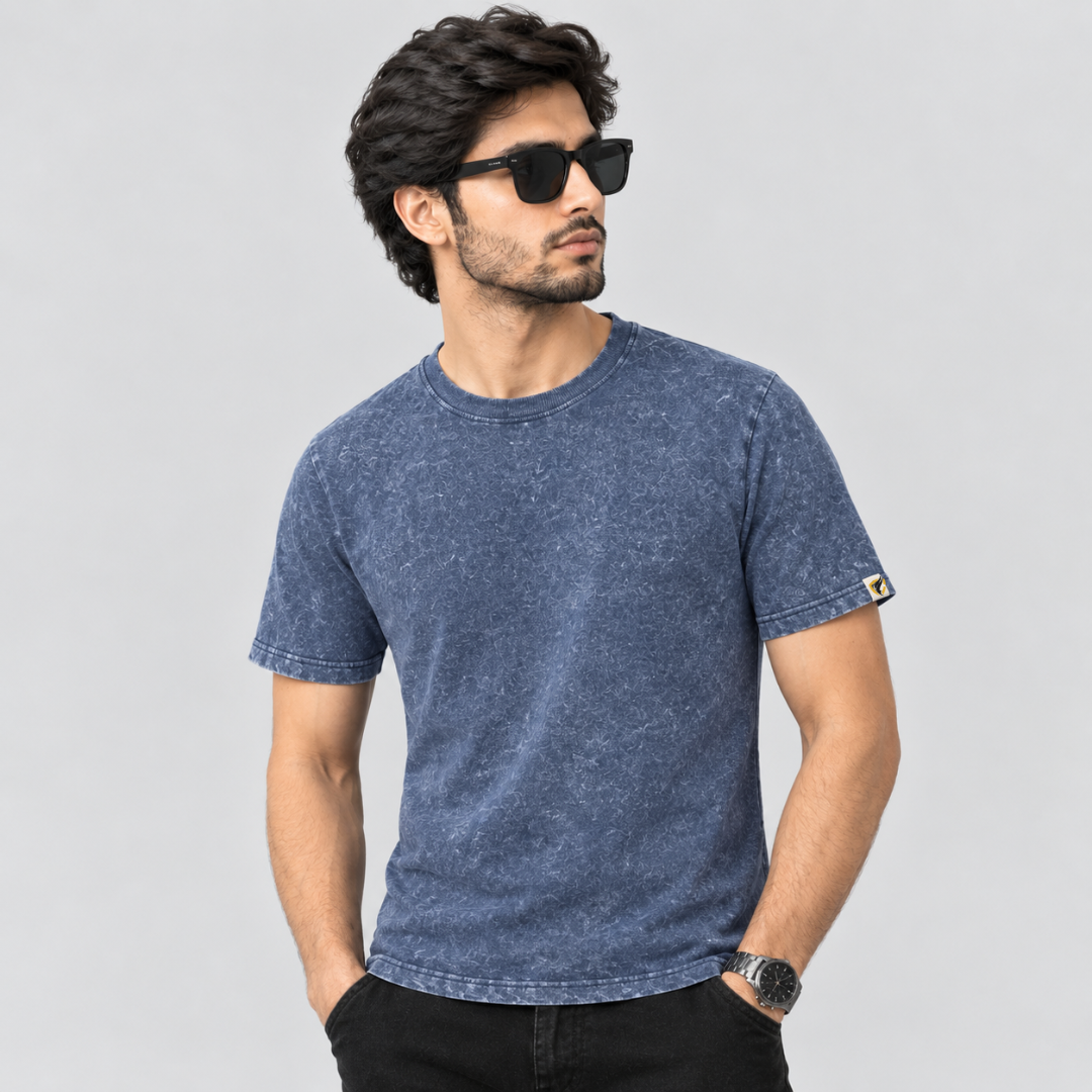 Acid Stone Wash Denim Blue Tee