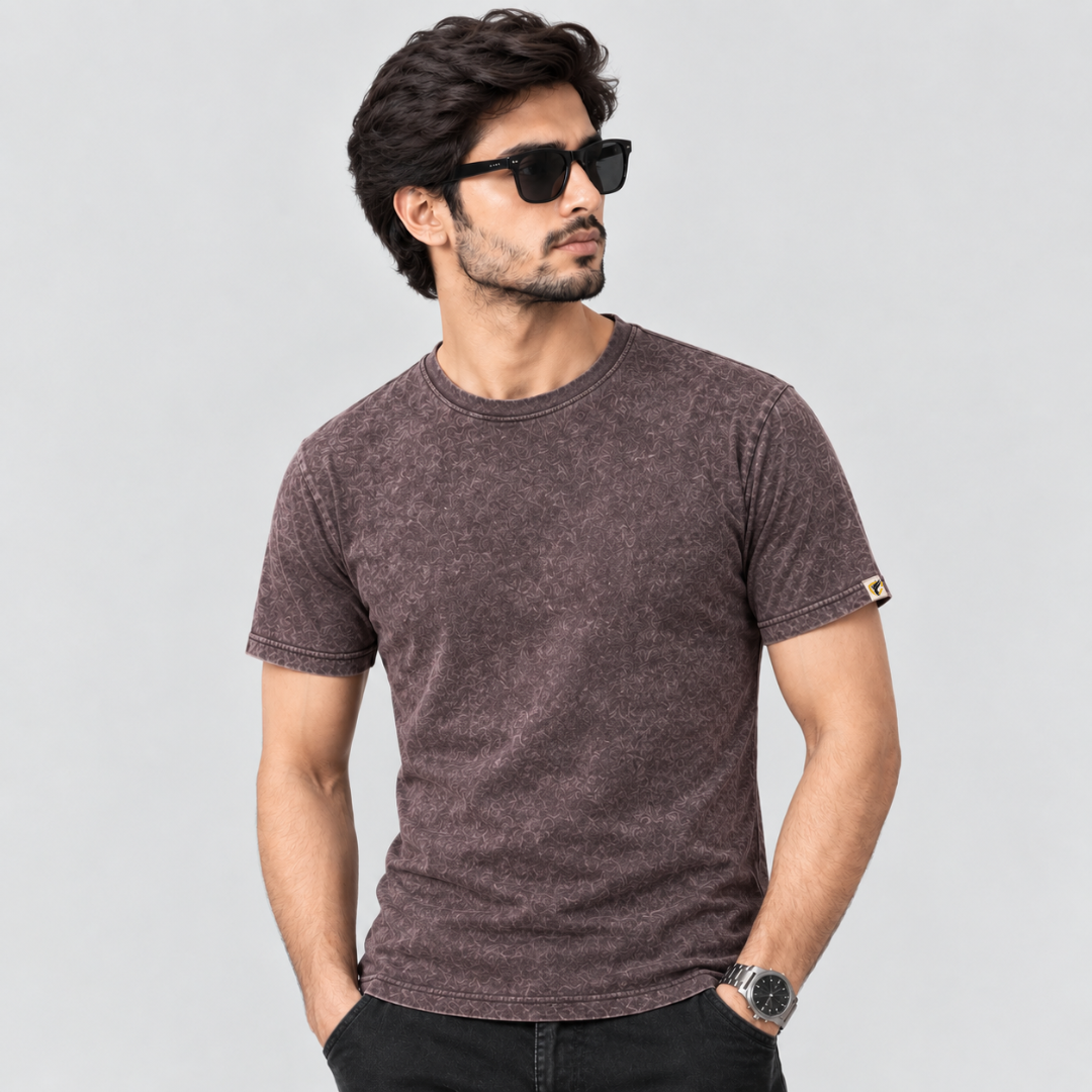 Acid Stone Wash Rust Brown Tee