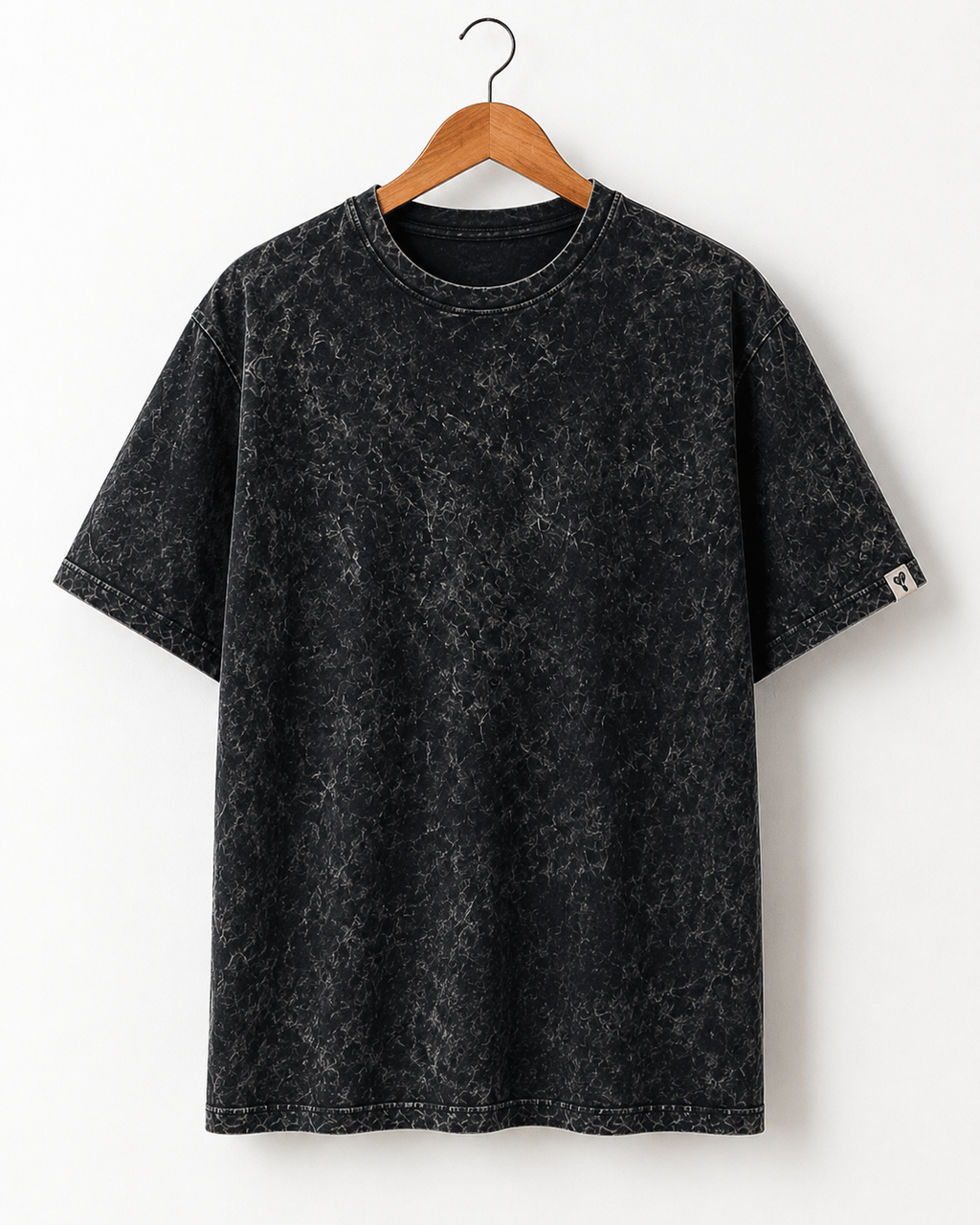 Acid Stone Wash Black Tee - Vintage Look, 100% Cotton