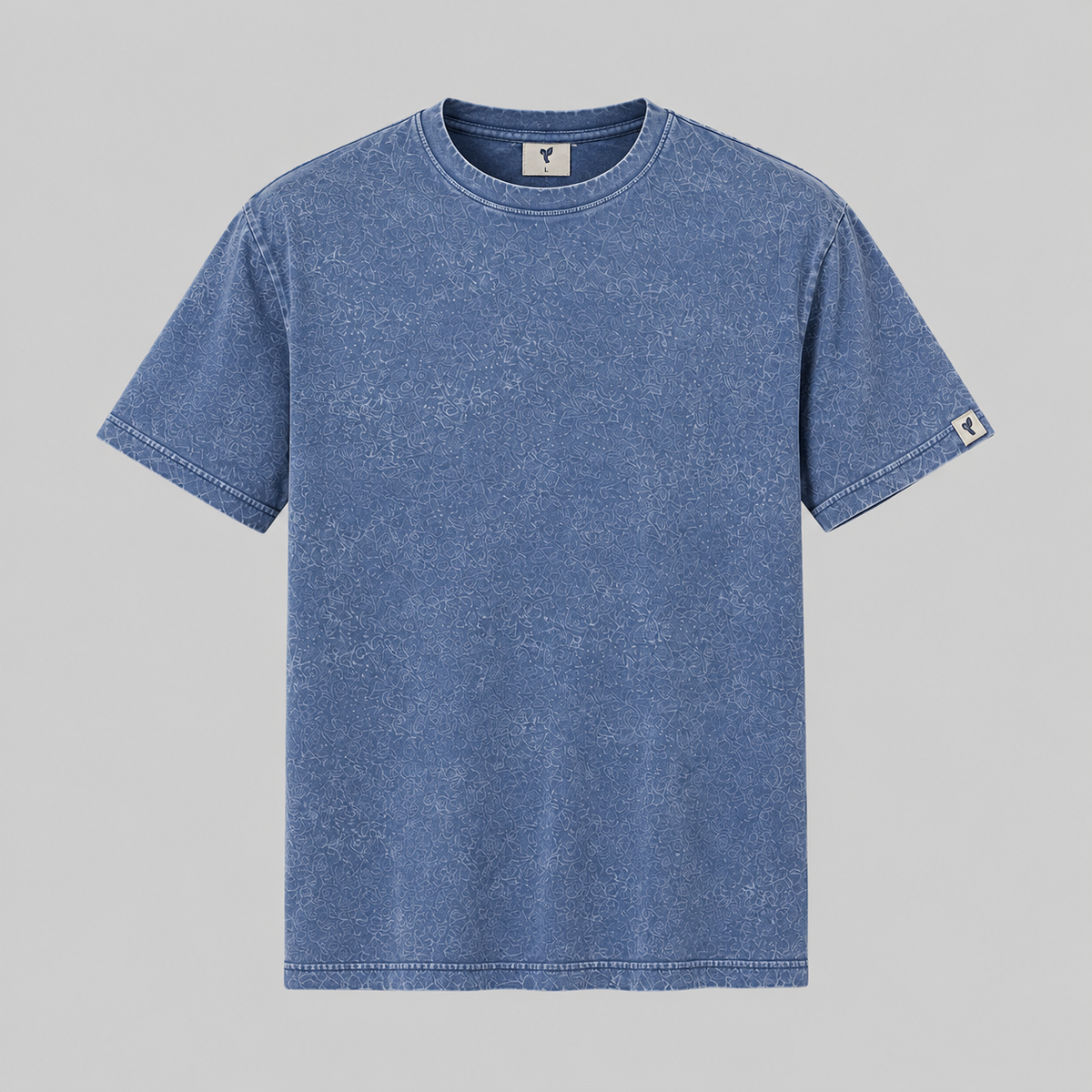 Acid Stone Wash Denim Blue Tee — Vintage Look, 100% Cotton
