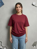 Women's Oversized Cotton T-Shirt - Maroon