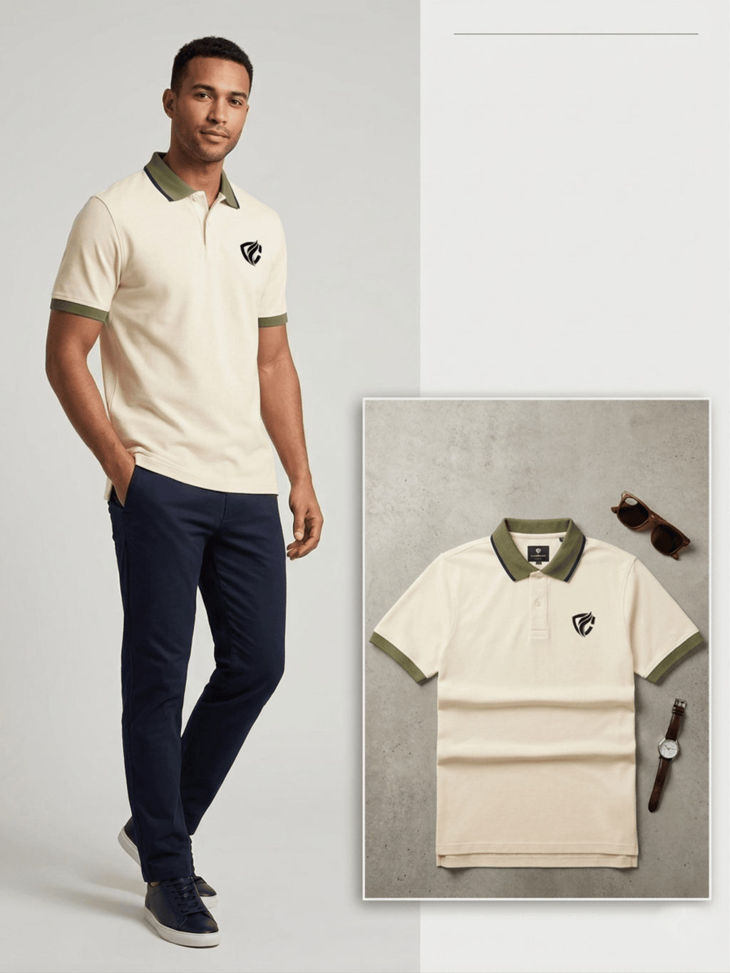Polo Shirt Half White