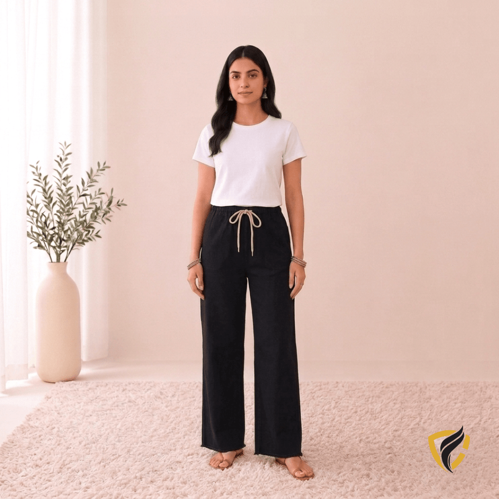 Ladies Denim Baggy Jeans Trouser Black (Fit For S, M, L, XL)