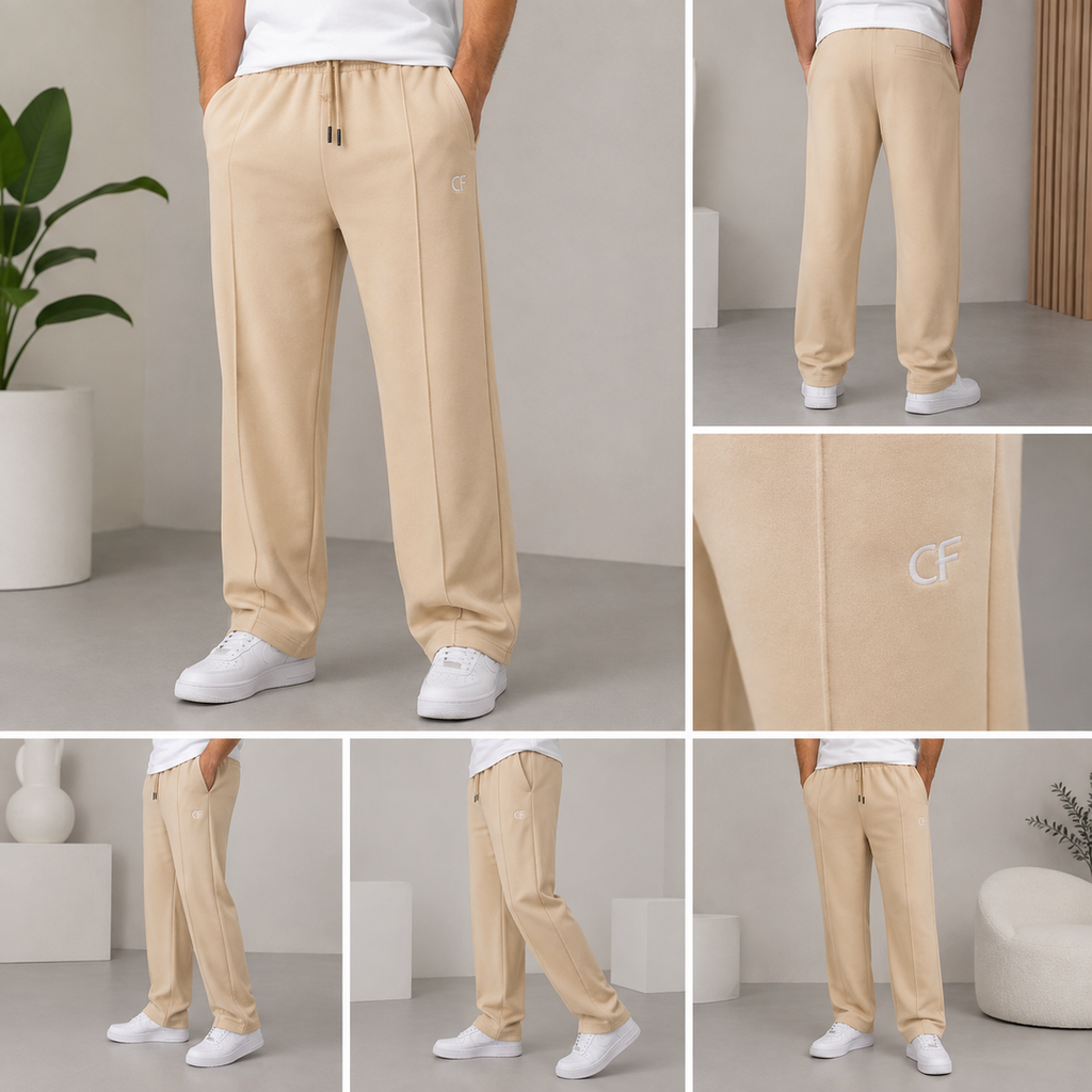 Men’s Cream Baggy Trouser - Effortless Everyday Style