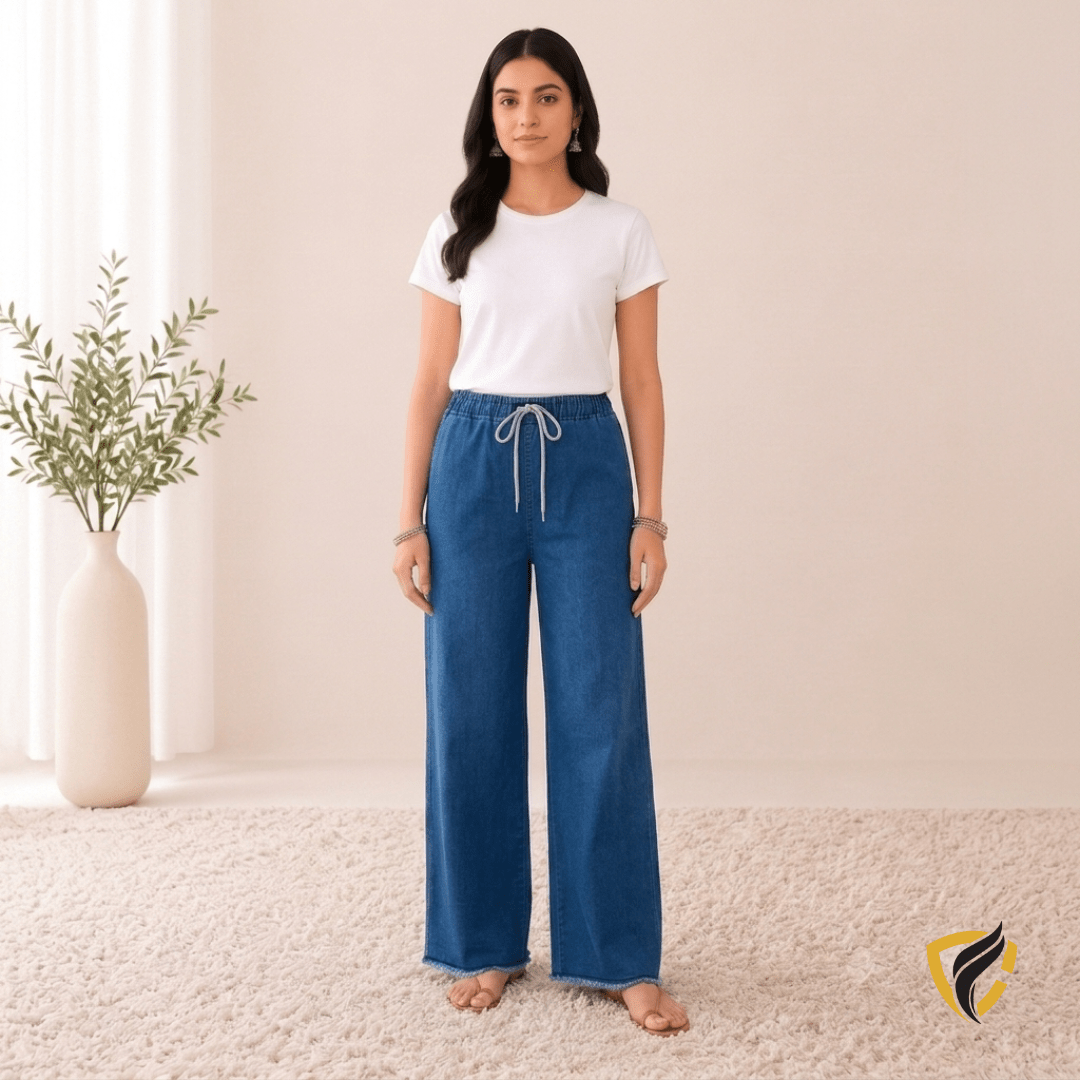 Laddies Denim Baggy Jeans Trouser Royal Blue (Fit For S, M, L, XL)