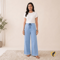 Ladies Denim Baggy Jeans Trouser Sky Blue (Fit For S, M, L, XL)