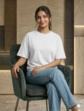 Women's Oversized Cotton T-Shirt - White - Relaxed Fit Casual Tee