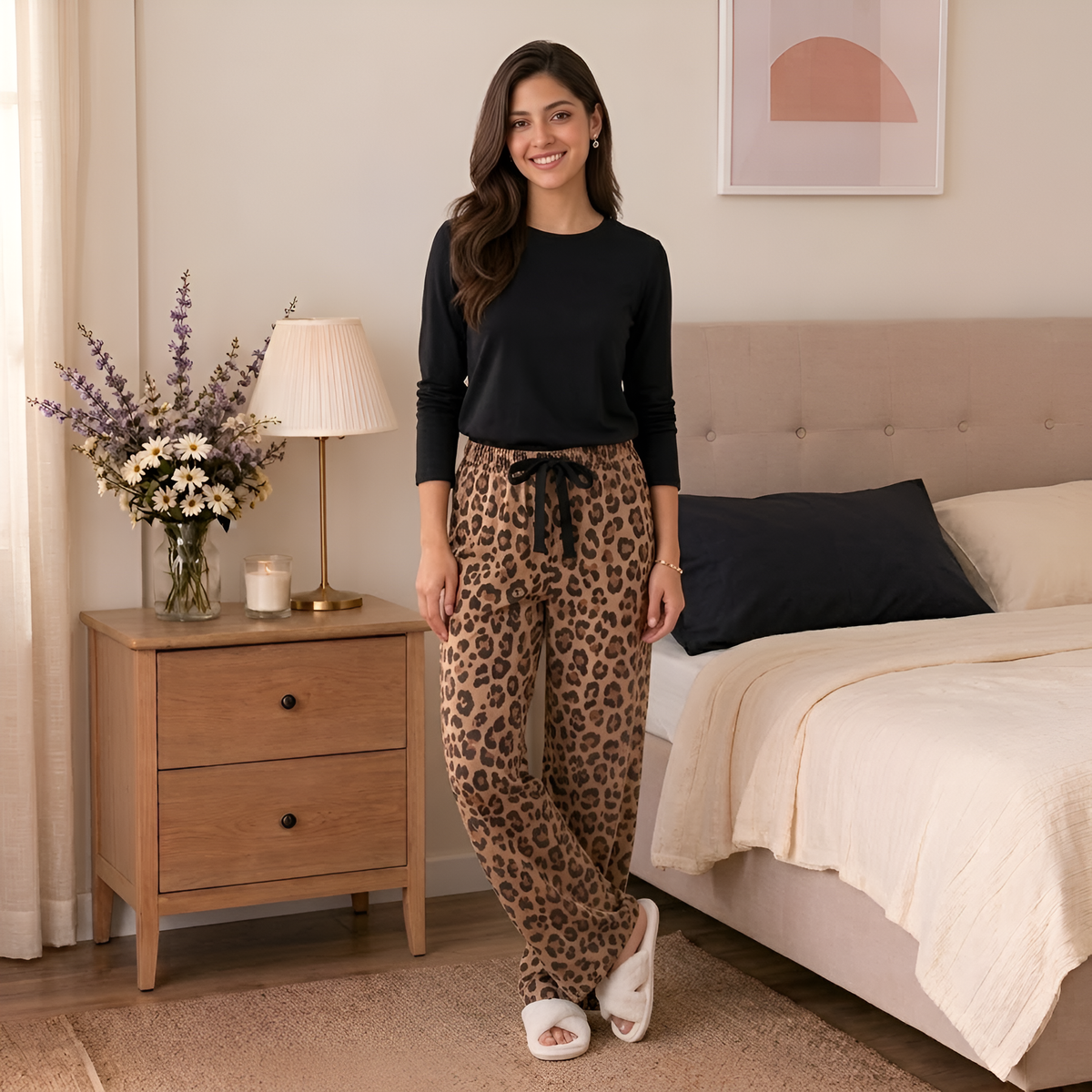 Women's Nightwear Pajam Set Leopard Print