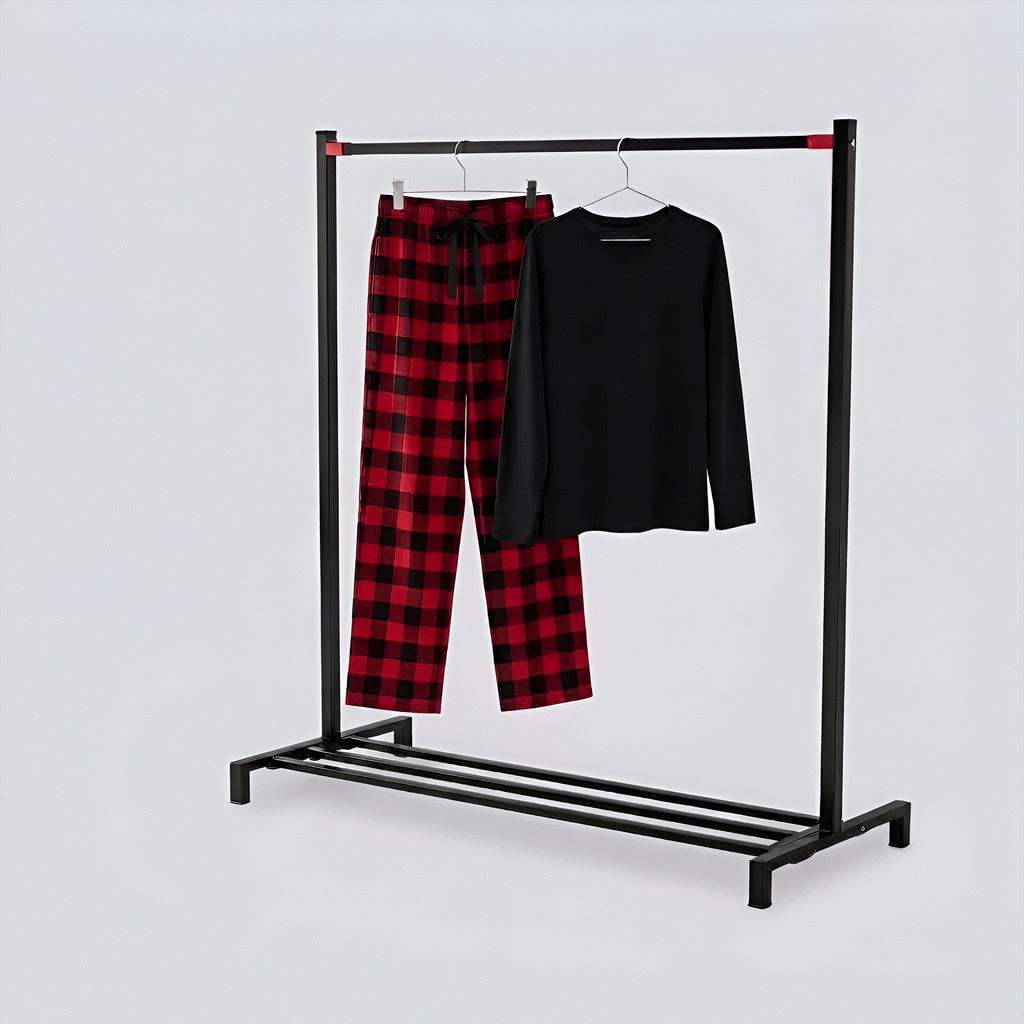 Women's Nightwear Pajama Set Red Black Check