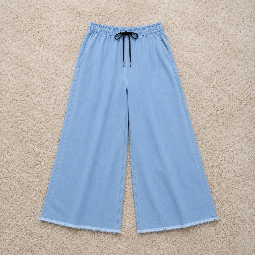 Ladies Denim Baggy Jeans Trouser Sky Blue (Fit For S, M, L, XL)