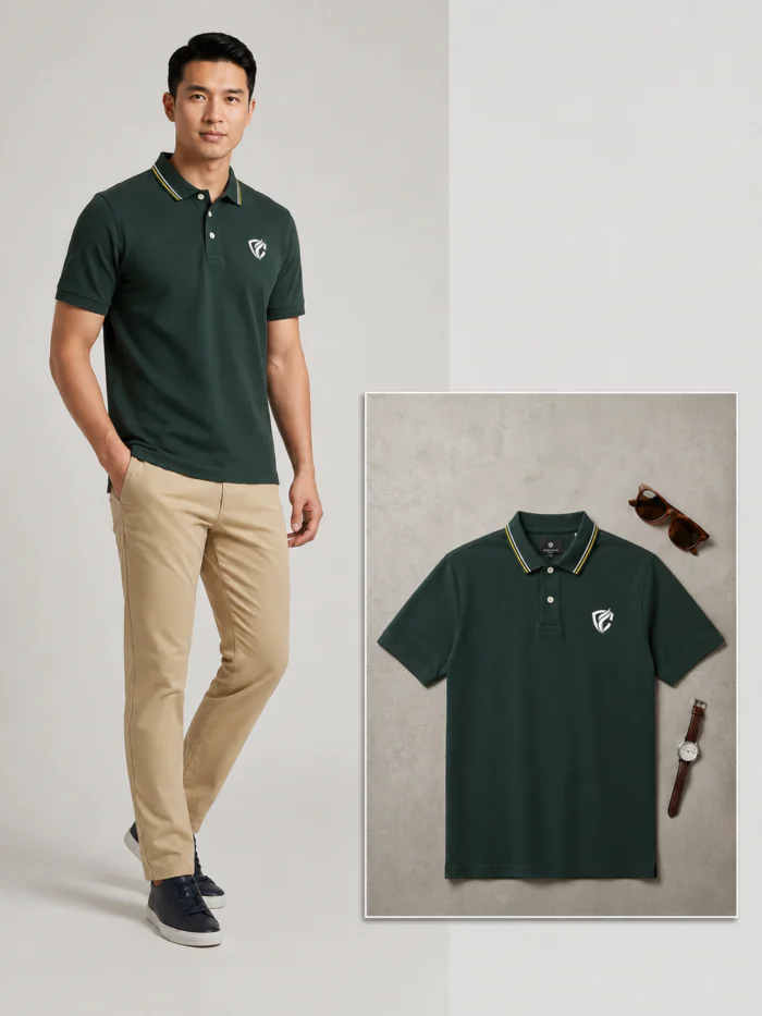 Polo Shirt in Green Dark Color
