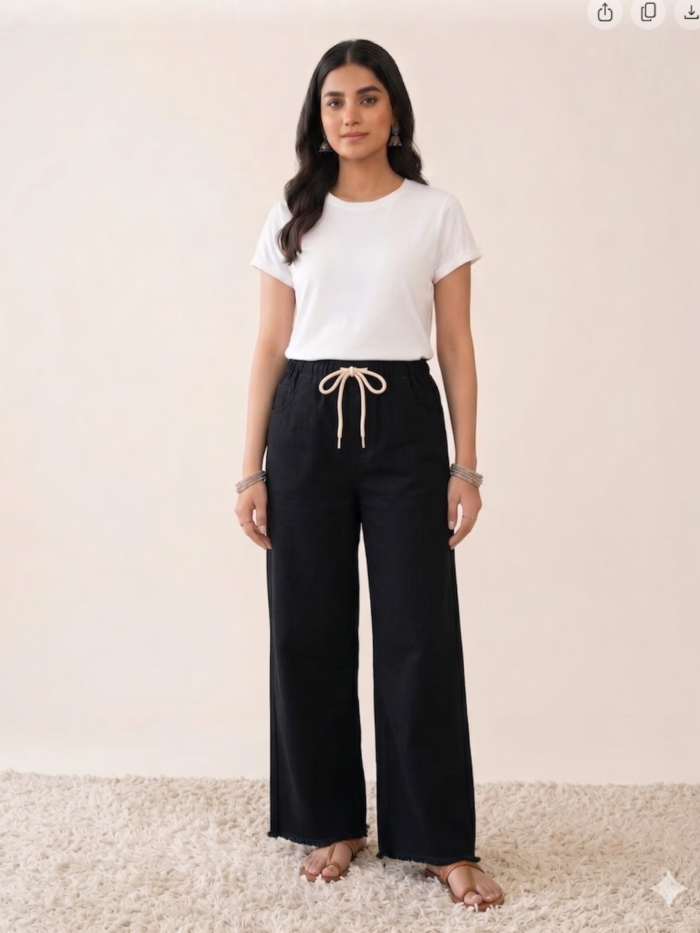 Denim black baggy jeans trousers