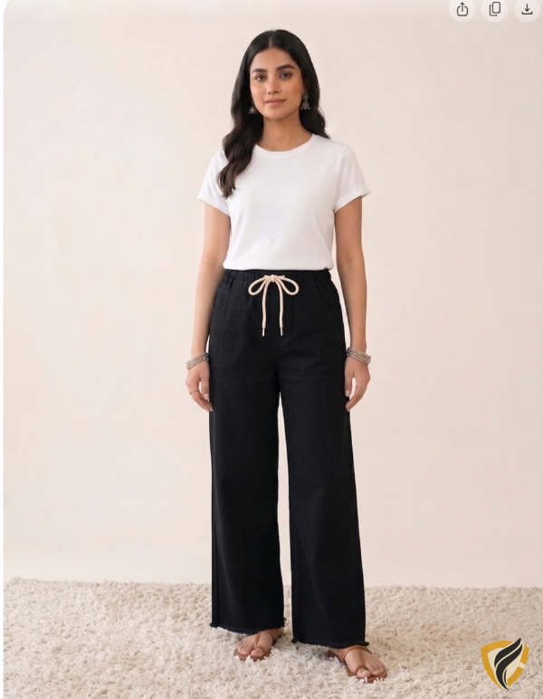 Denim black baggy jeans trousers