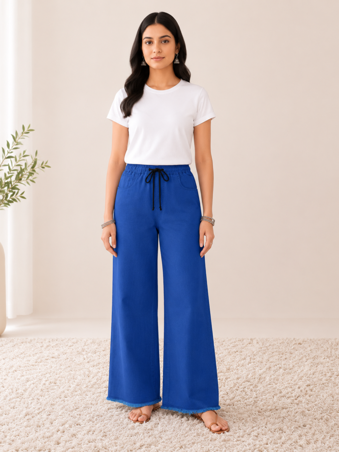 Denim ladies baggy jeans blue model