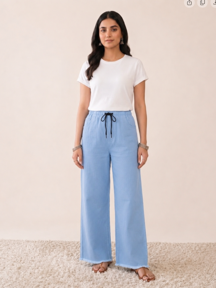 Denim ladies baggy jeans light blue