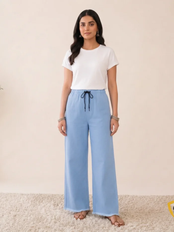 Sky Blue Baggy Jeans for Women