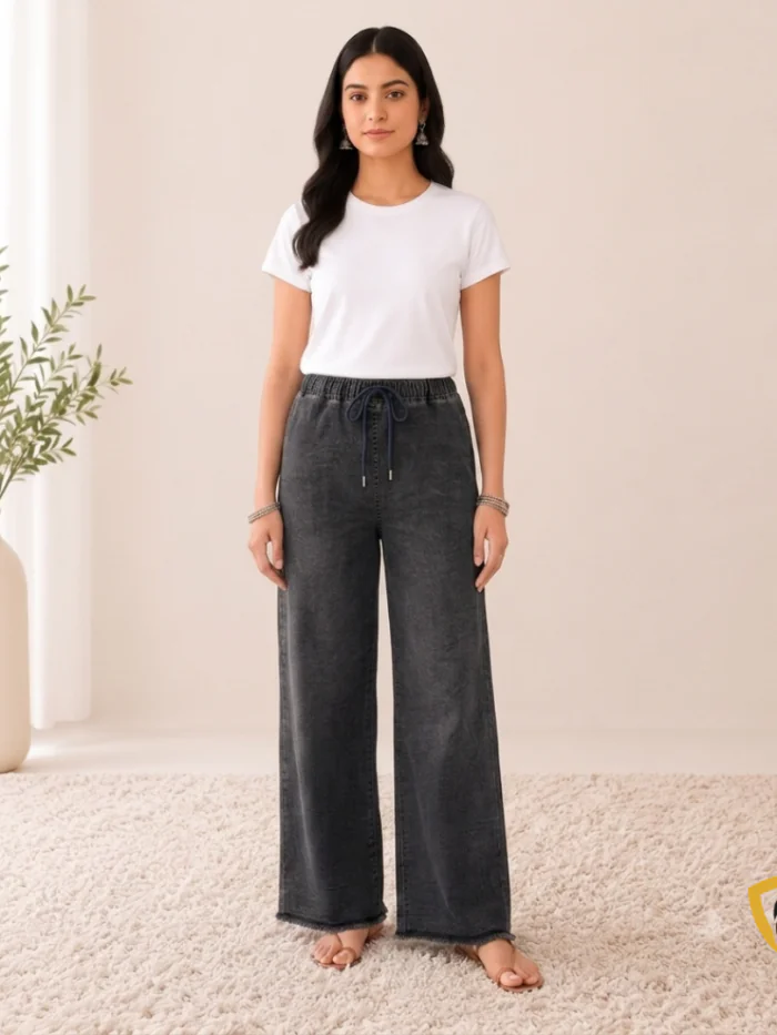 Charcoal Baggy Jeans Trouser For Women