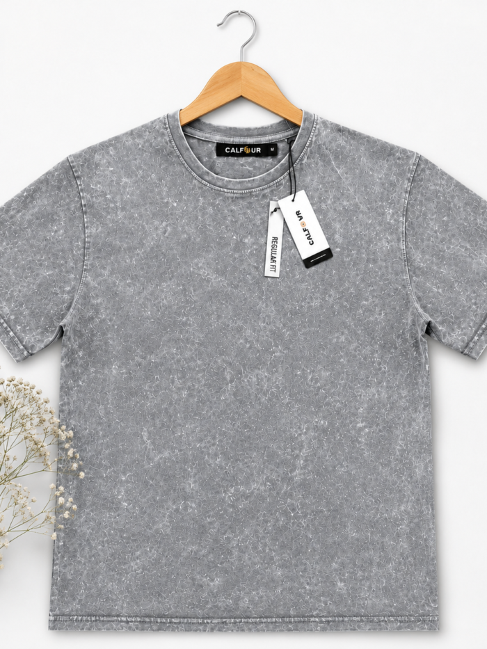 Premium Acid Wash T Shirt Gray