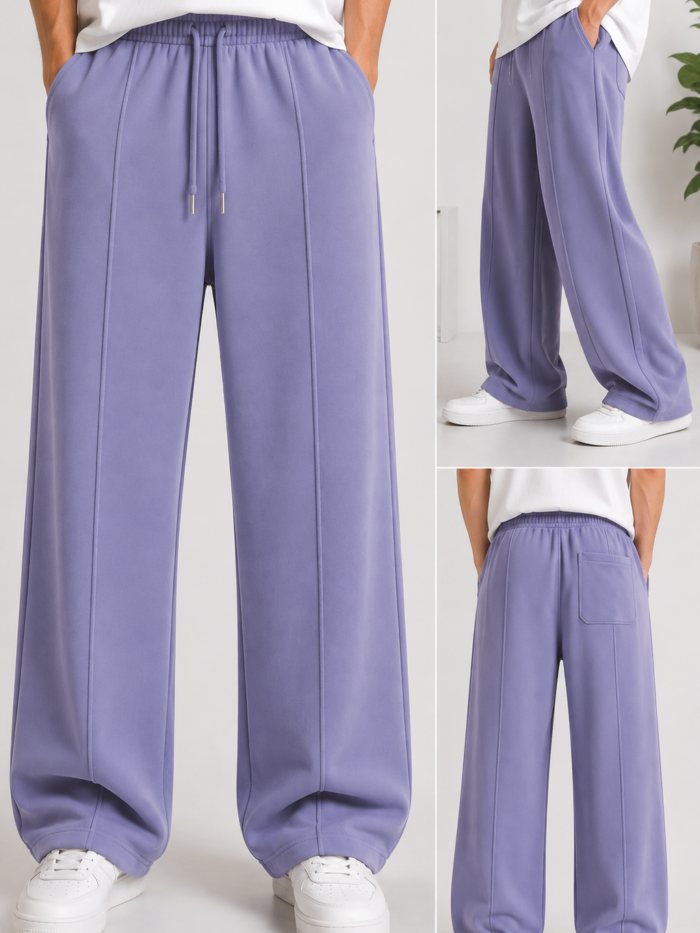 with line baggy trousers purple color