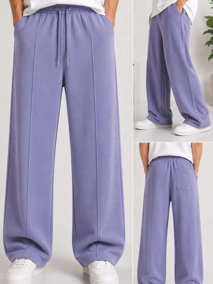 with line baggy trousers purple color