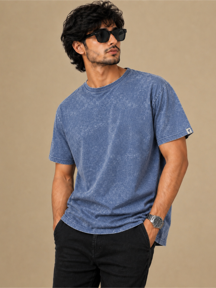 Blue Acid Wash T shirt